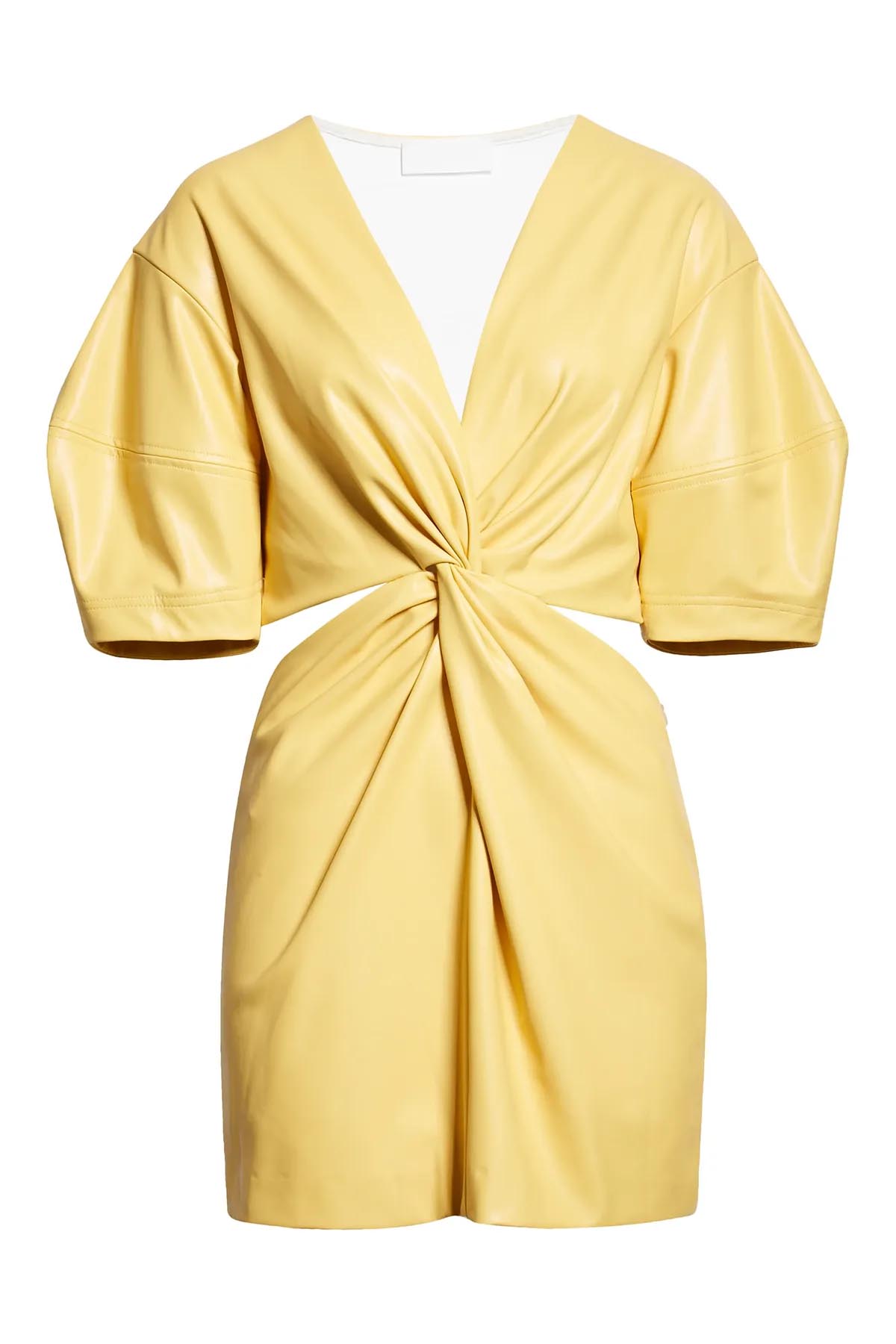 Sarı Büzgülü Elbise