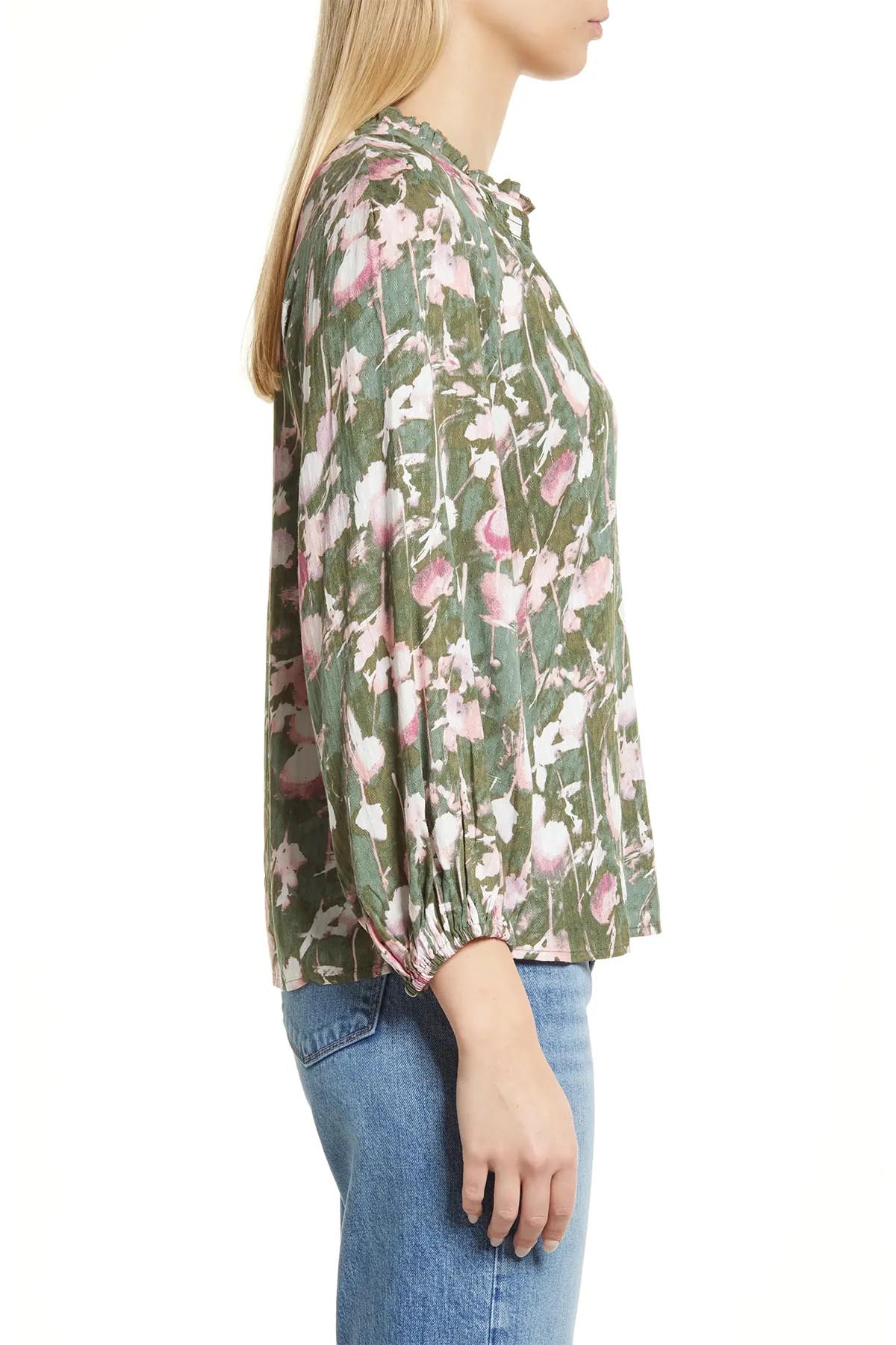 Uzun Kollu Çiçekli Bluz