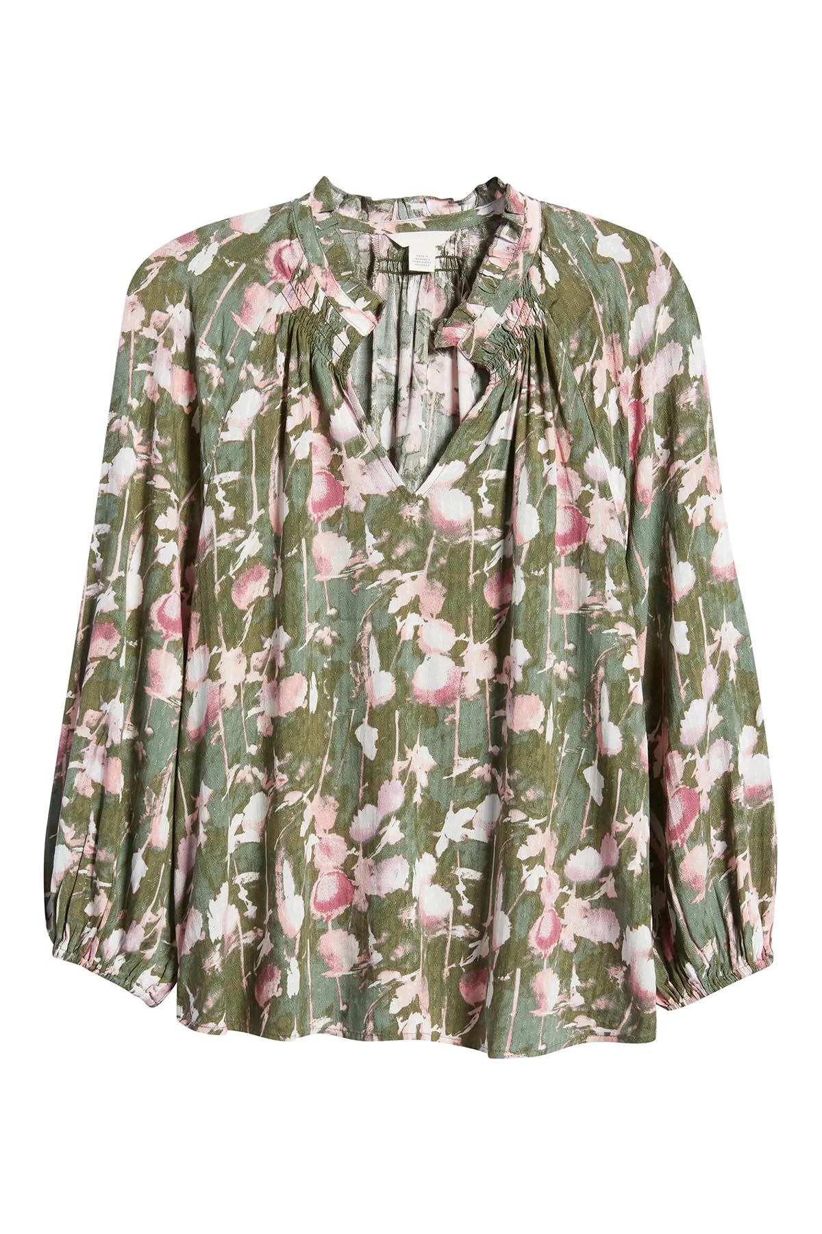 Uzun Kollu Çiçekli Bluz