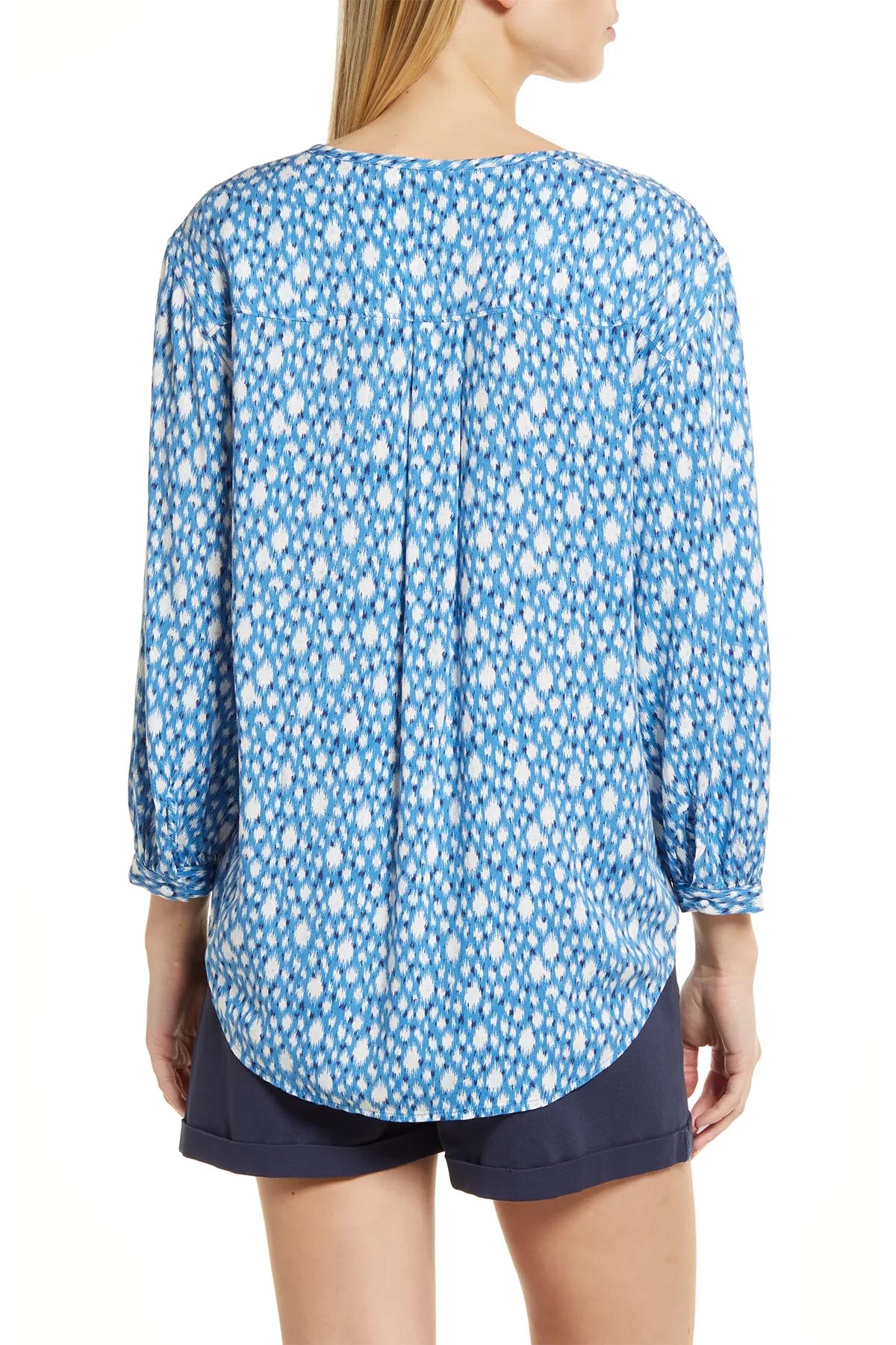 Mavi Soyut Desenli Bluz